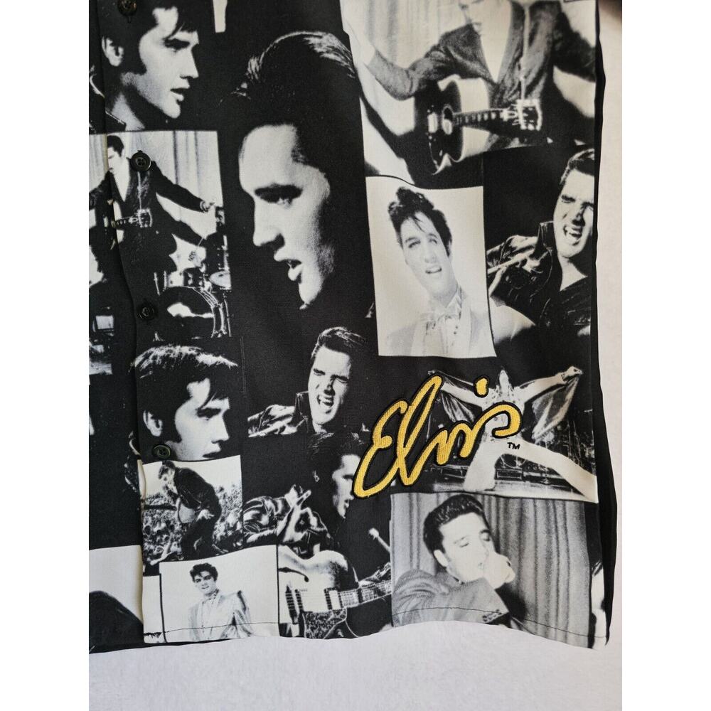 ELVIS PRESLEY Button Up Shirt Men's Size XL , Black‎ and White, Embroidered - Picture 6 of 16